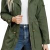 Women's Ligtweight Jackets Anorak Utility Drawstring Waist Hoodie Zip Up Fall Casual Coat with Pockets