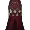 Women Evening Dress 1920s Flapper Cocktail Mermaid Plus Size Formal Gown with Long Gloves