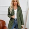 Women's Ligtweight Jackets Anorak Utility Drawstring Waist Hoodie Zip Up Fall Casual Coat with Pockets