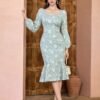 Allover Floral Print Mermaid Dress, Elegant Long Sleeve Bodycon Dress For Spring & Fall, Women's Clothing