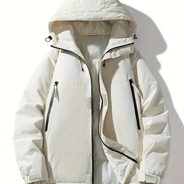 Fashion Zip Up Outdoor Padded Jacket, Warm Windproof Waterproof Hooded Jacket