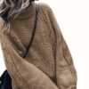 Solid Color Mock Neck Loose Sweater, Elegant Drop Shoulder Simple Knitted Top For Fall & Winter, Women's Clothing