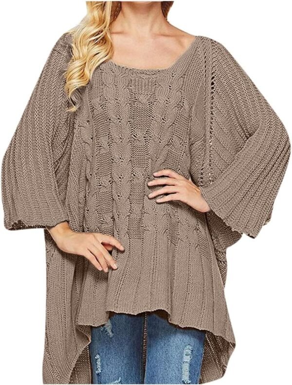 81yCBRVsDDL._AC_SL1500.jpg Fall Sweater Women's Knitwear Crewneck Long Sleevel Shawl Cape Sweater 2023 Fashion Pullover Sweater