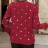 Polka Dot Pattern Knit Sweater, Casual Long Sleeve Crew Neck Sweater, Women's Clothing