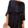 Sequined Tie Waist Dress, Elegant Solid Dress For Club & Party, Women's Clothing