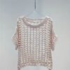 Hollow Out Crochet Crew Neck Sweater, Casual Short Sleeve Knit Top For Spring & Summer, Women's Clothing