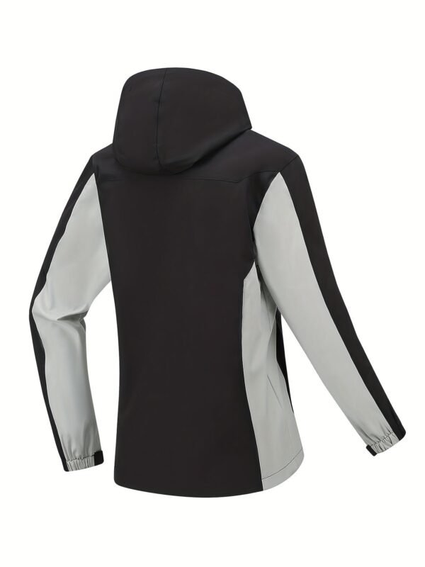 94c0462a2514bdeb24b28cd74a3b1f4a-1.jpg Color Block Hooded Punch Jacket, Casual Waterproof Windproof Jacket, Fleece Warm Hooded Ski Coat, Women's Outdoor Clothing