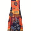Ethnic Print V Neck Dress, Vintage Sleeveless Summer Maxi Dress With Pockets, Women's Clothing