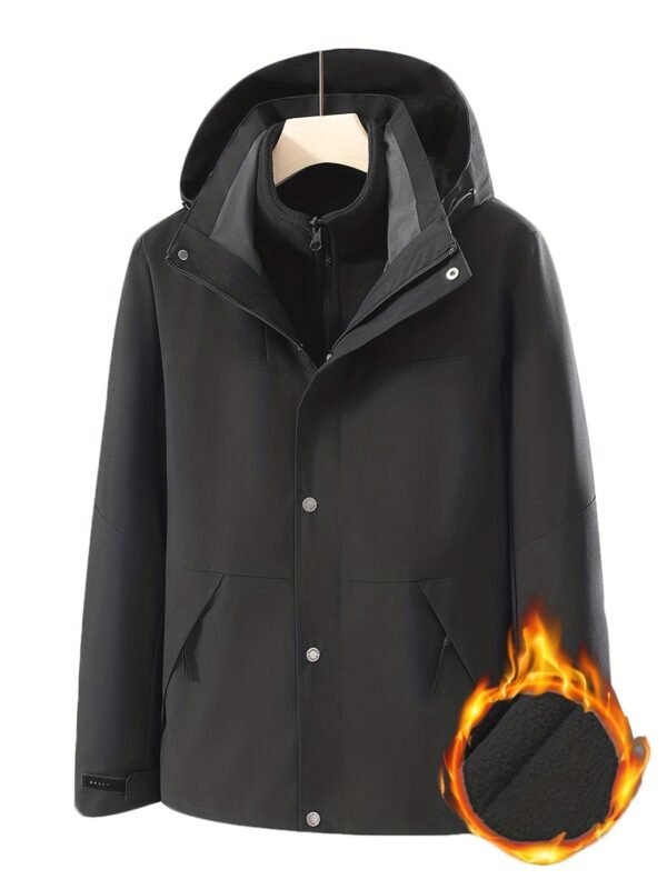 3-in-1 Color Block Warm Punch Jacket, Casual Waterproof Windproof Jacket, Removable Liner Hooded Ski Coat, Women's Outdoor Clothing