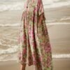 Plus Size Floral Print Ruched Loose Dress, Casual Short Sleeve Dress For Spring & Summer, Women's Plus Size Clothing