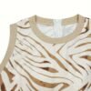 Zebra Print Contrast Trim Dress, Casual Crew Neck Sleeveless Split Dress For Spring & Summer, Women's Clothing