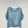 Hollow Out Crochet Crew Neck Sweater, Casual Short Sleeve Knit Top For Spring & Summer, Women's Clothing