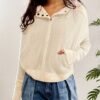 Zip-up Panel Textured Hoodie, Casual Long Sleeve Slant Pockets Jacket, Women's Clothing