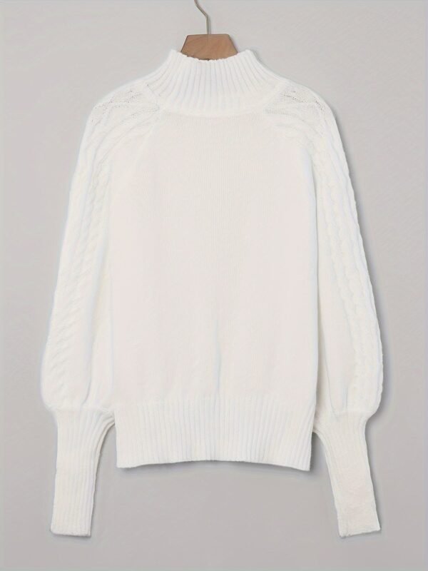 Cable Knit Turtle Neck Sweater, Casual Long Sleeve Sweater For Fall & Winter, Women's Clothing