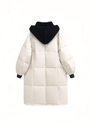 Over The Knee Long Puffer Coat, Thickened Warm Winter Hooded Jacket, Women's Clothing