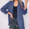 Solid Lapel Blazer Jacket, Casual Long Sleeve Office Work Outerwear, Women's Clothing