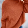 Solid Turtle Neck Loose Pullover Sweater, Casual Long Sleeve Raglan Shoulder Sweater, Women's Clothing