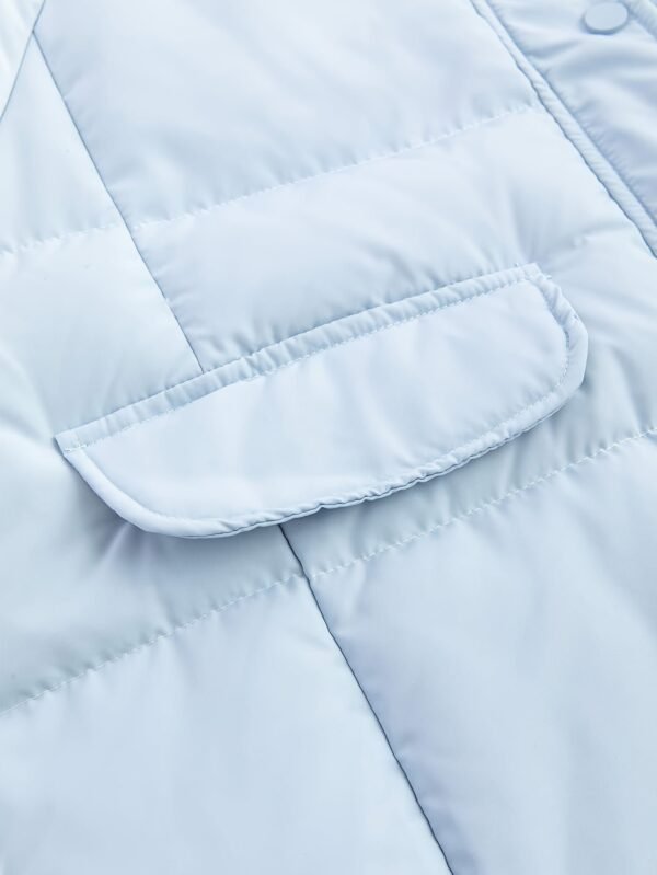 Solid Color Long Puffer Jacket, Stand Collar Warm Jacket For Winter Outdoor Sports, Women's Clothing