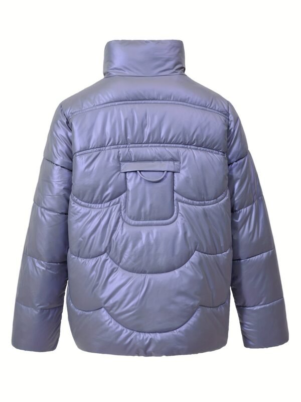 Solid Color Fashionable Puffer Jacket For Women, Thickened Warm Stand Collar Coat For Winter Outdoor, Women's Clothing