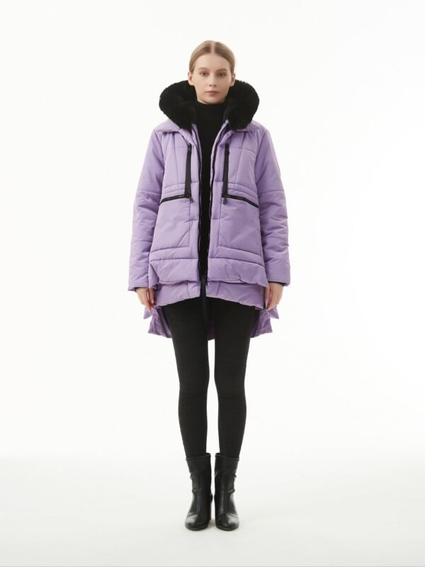 Women's Warm Winter Waterproof Hooded Puffer Jacket, Thicken Fleece Lined Jacket With Removable Faux Fur Trim, Women's Clothing