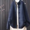 Solid Color Button Front Knitted Cardigan, Casual Long Sleeve Cardigan For Fall & Winter, Women's Clothing