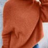 Solid Turtle Neck Loose Pullover Sweater, Casual Long Sleeve Raglan Shoulder Sweater, Women's Clothing