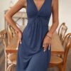 Twist Front V-neck Tank Dress, Casual Sleeveless A-line Dress For Spring & Summer, Women's Clothing