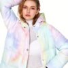Colorful Print Puffer Jacket For Women, Fashion Warm Winter Down Jacket, Women's Activewear