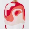 Plus Size Casual Sweater, Women's Plus Abstract Print Long Sleeve Mock Neck Medium Stretch Pullover Jumper