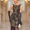 Sequined Tassel Hem Backless Tank Dress, Vintage Sleeveless Crew Neck Party & Banquet Dress, Women's Clothing