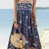 Floral Print Crew Neck A-line Dress, Casual Sleeveless Tank Dress For Spring & Summer, Women's Clothing