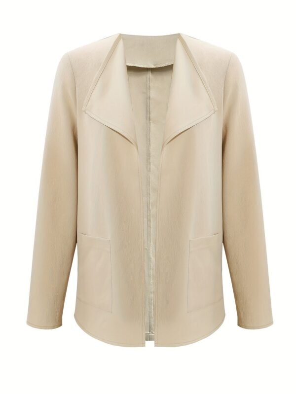 Open Front Simple Jacket, Casual Long Sleeve Outerwear With Pockets, Women's Clothing