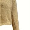 Solid Color Single Breasted Crop Jacket, Elegant Long Sleeve Outwear For Spring & Fall, Women's Clothing