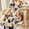 Allover Print Button Front A-line Dress, Elegant Short Sleeve Dress For Spring & Summer, Women's Clothing