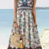Floral Print Crew Neck A-line Dress, Casual Sleeveless Tank Dress For Spring & Summer, Women's Clothing