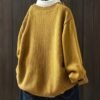 Solid Button Front Knit Cardigan, Casual Long Sleeve Loose Sweater With Pocket, Women's Clothing