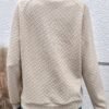 Solid Color Button Decor Pullover Sweatshirt, Casual Long Sleeve Turtle Neck Sweatshirt For Winter & Fall, Women's Clothing